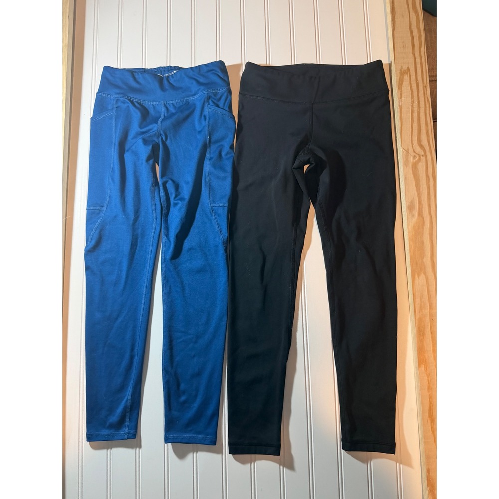 Athletic Works 90 Degree by Reflex Girls Leggings Bundle Blue Black Size M 7-10